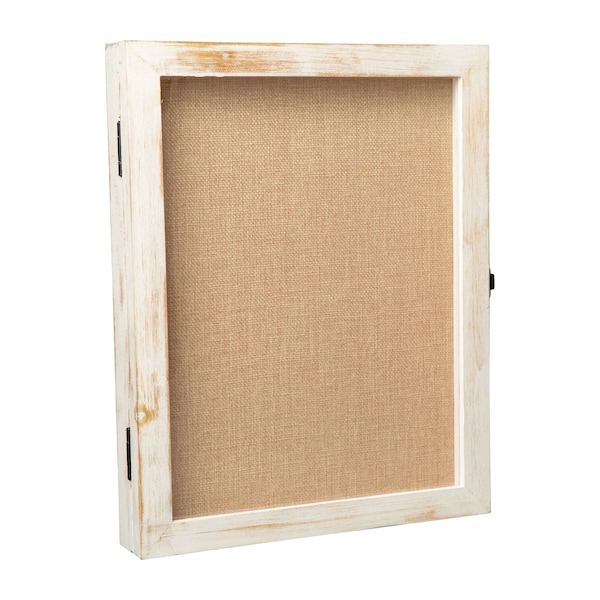 Flash Furniture Peyton 11x14 Shadow Box Display Case with Linen Liner, 8 Push Pins and Solid Pine Wood Frame in Whitewash HMHD-23M010YBN-WHTWSH-1114-GG - main